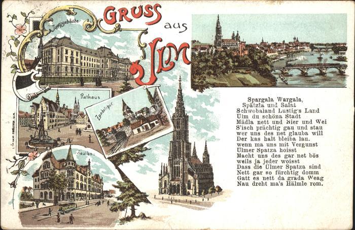 Ulm Donau Justizgebaeude Rathaus Zundeltor Saalbau Muenster Bruecke Gedicht