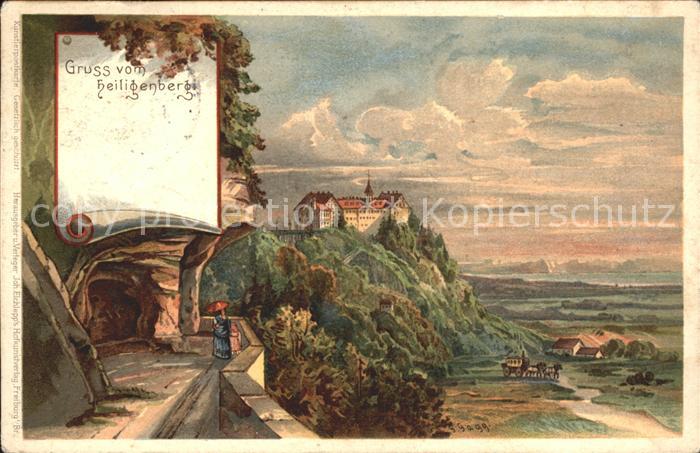 Heiligenberg Baden Schloss Alpenblick Kuenstlerkarte G. Gagg