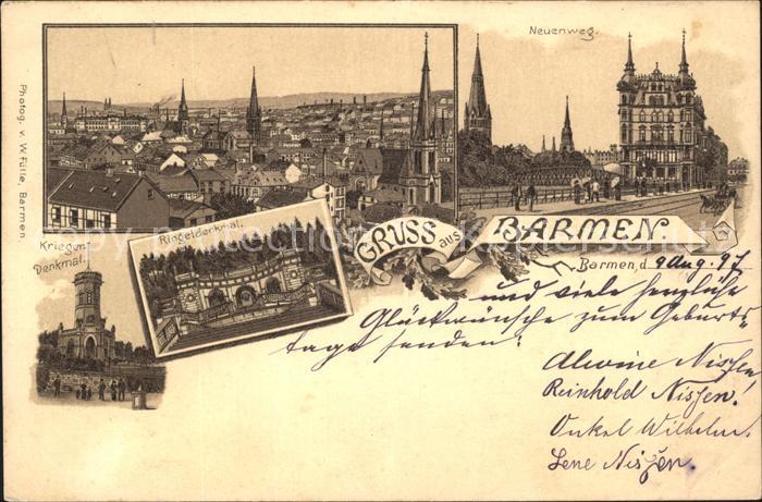 Barmen Wuppertal Totalansicht Neuenweg Ringeldenkmal Kriegerdenkmal