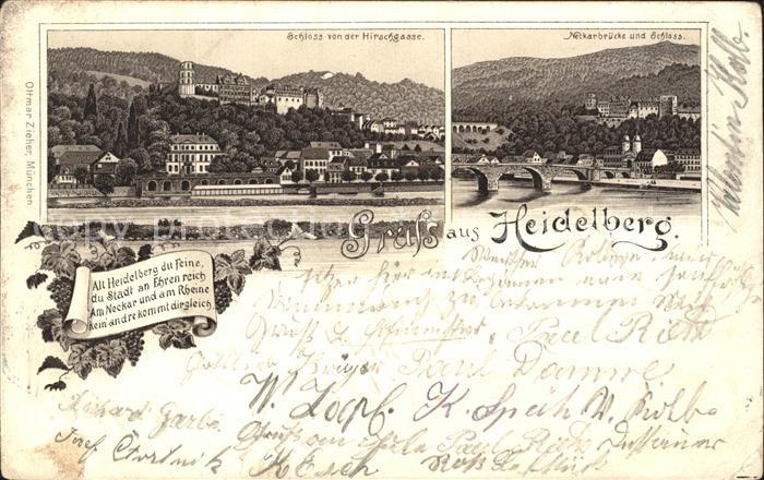Heidelberg Neckar Schloss Neckarbruecke