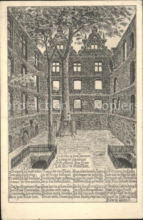 Hirsau Kloster Ulme Gedicht Ludwig Uhland Zeichnung Kuenstler J. Luz