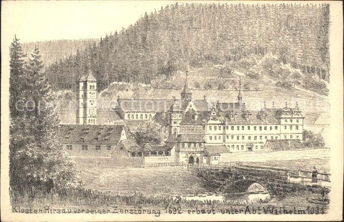 Hirsau Kloster vor seiner Zerstoerung Zeichnung Kuenstler J. Luz