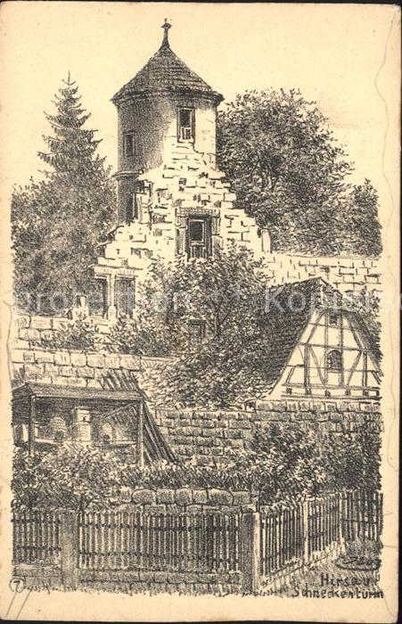 Hirsau Schneckenturm Zeichnung Kuenstler J. Luz
