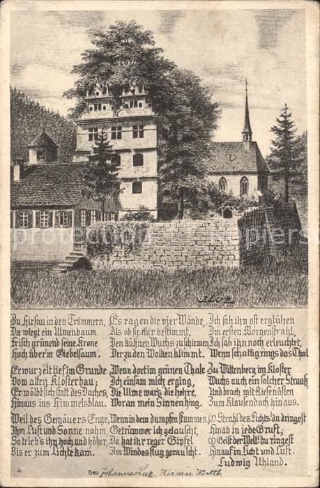 Hirsau Kloster Gedicht Ludwig Uhland Zeichnung Kuenstler J. Luz