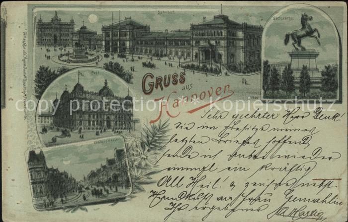 Hannover Bahnhof Denkmal Post Koenigsstrasse Sachsenross Mondschein Reichspost