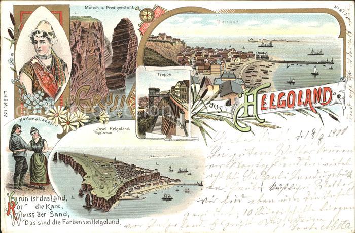 Helgoland Tracht Nationaltanz Moench Predigerstuhl Felsen Treppe Reichspost