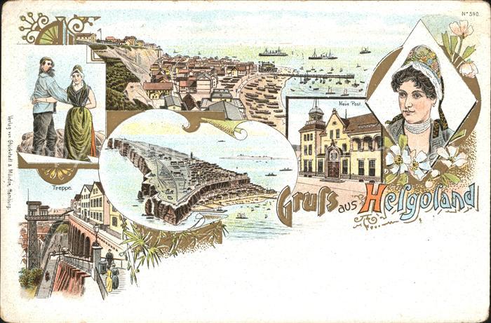 Helgoland Tracht Nationaltanz Treppe Neue Post Reichspost