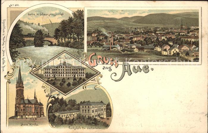 Aue Erzgebirge Schwarzwassertal Kirche Schule Fachschule fuer Blecharbeiter Kirc