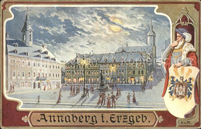 Annaberg-Buchholz Erzgebirge Marktplatz Denkmal Rathaus Kirche Eisen Kurzwaren W