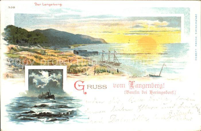 Bansin Ostseebad Panorama mit Langenberg Sonnenuntergang Stuermische See Reichsp