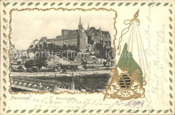 Meissen Elbe Sachsen Albrechtsburg Bruecke Wappen Krone