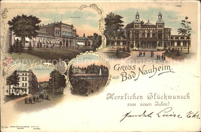 Bad Nauheim Kurhaus Badehaus Sprudel Parkstrasse Neujahrskarte Reichspost