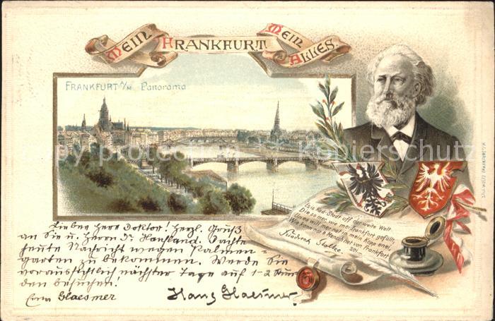 Frankfurt Main Panorama Bruecke Portrait Friedrich Stolke Wappen Siegel
