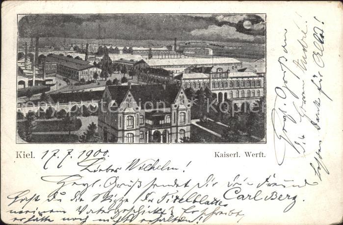 Kiel Kaiserliche Werft im Mondschein