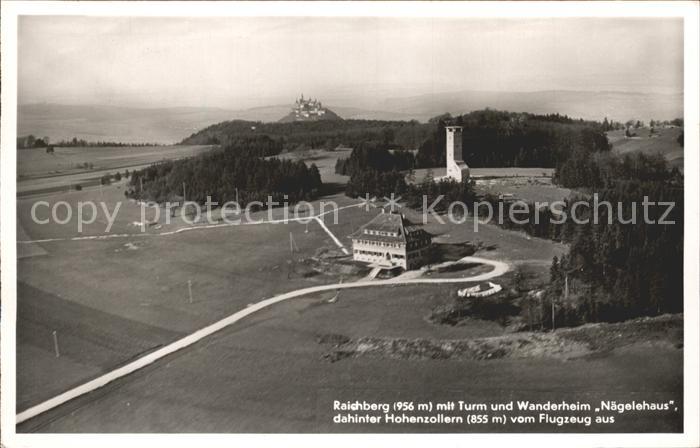 Raichberg Onstmettingen mit Turm und Wanderheim Naegelehaus Burg Hohenzollern Fl