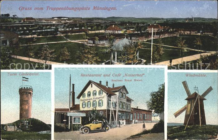 Muensingen Truppenuebungsplatz Turm Lindequist Restaurant Cafe Kaiserhof Windmue