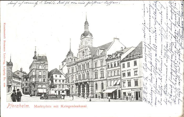 Pforzheim Marktplatz mit Kriegerdenkmal