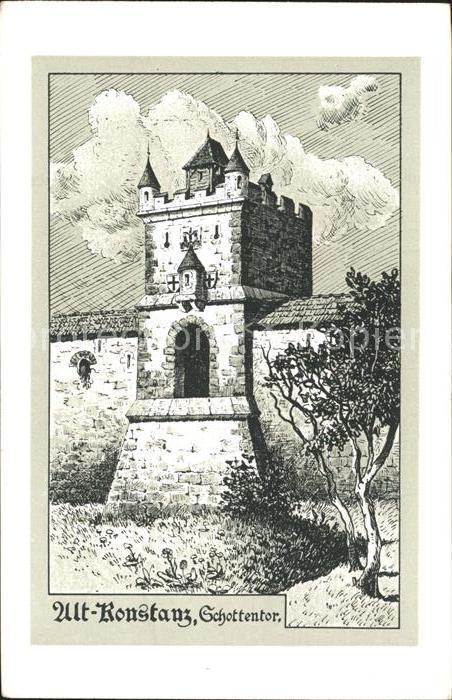 Alt Konstanz Schottentor Zeichnung Kuenstlerkarte