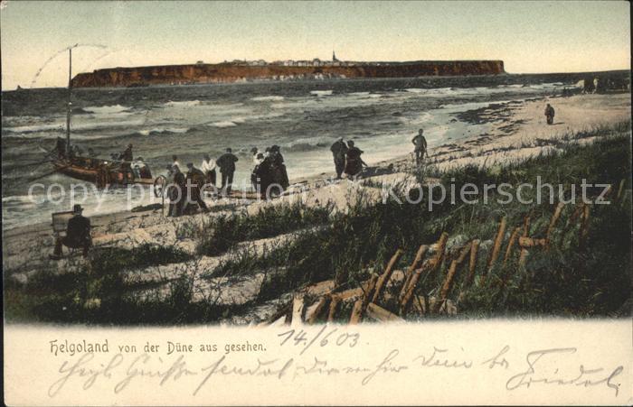 Helgoland von der Duene aus gesehen Strand