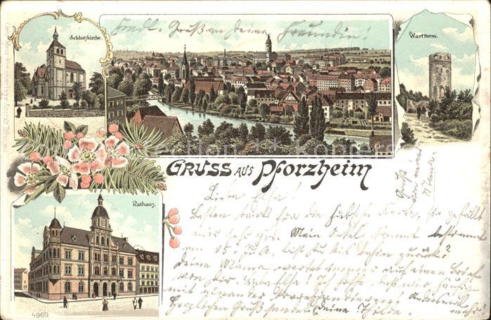 Pforzheim Gesamtansicht Schlosskirche Wartturm Rathaus