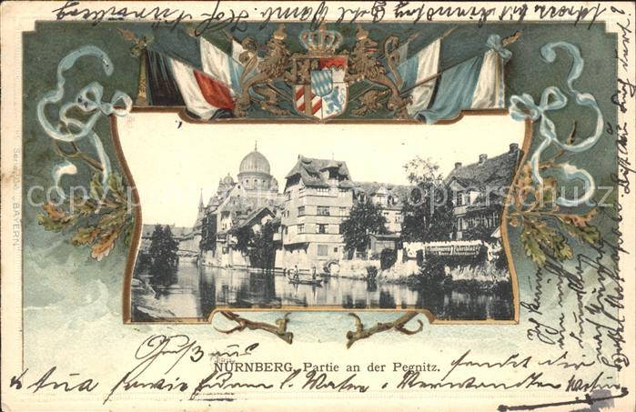 Nuernberg Partie an der Pegnitz Wappen Krone
