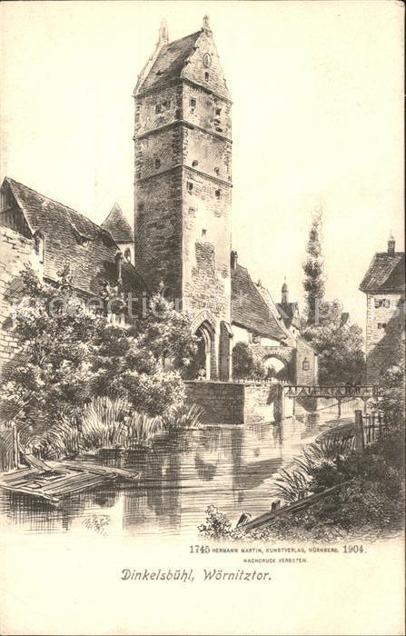 Dinkelsbuehl Woernitztor Kuenstlerkarte