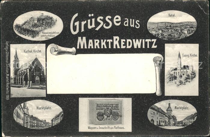Marktredwitz Koesseinegipfel Unterkunftshaus Kirche Marktplatz Wappen Inschrift