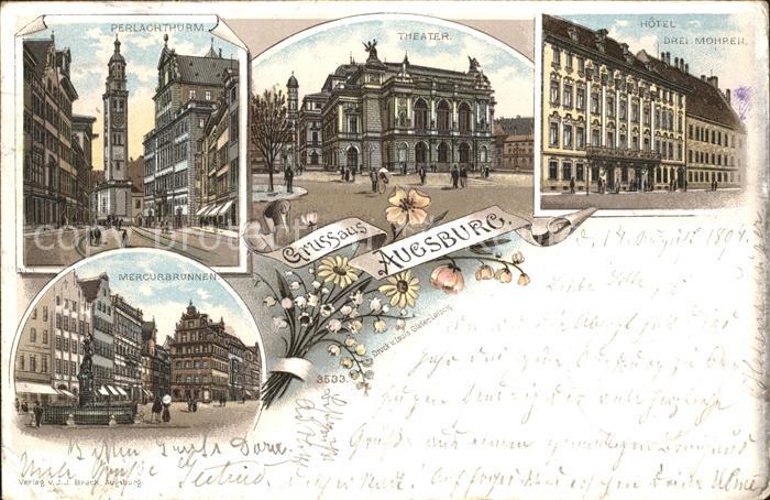 Augsburg Perlachturm Theater Hotel Drei Mohren Merkurbrunnen