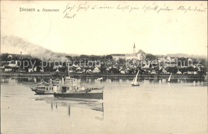 Diessen Ammersee Ansicht vom See aus Dampfer Segelboot