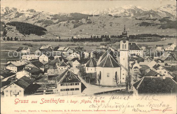 Sonthofen Oberallgaeu Ortsansicht mit Kirche Alpenpanorama