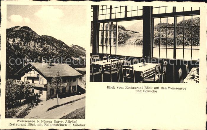 Weissensee Fuessen Restaurant Boeck mit Falkensteinen und Salober Weissensee Sch