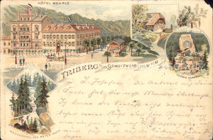 Triberg Schwarzwald Hotel Wehrle Platz Gerwig Denkmal Wasserfall