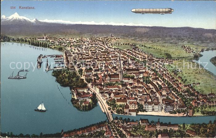 Konstanz Bodensee aus der Vogelperspektive Zeppelin