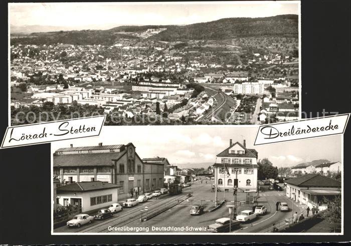 Stetten Loerrach Gesamtansicht Dreilaendereck Grenzuebergang Deutschland Schweiz