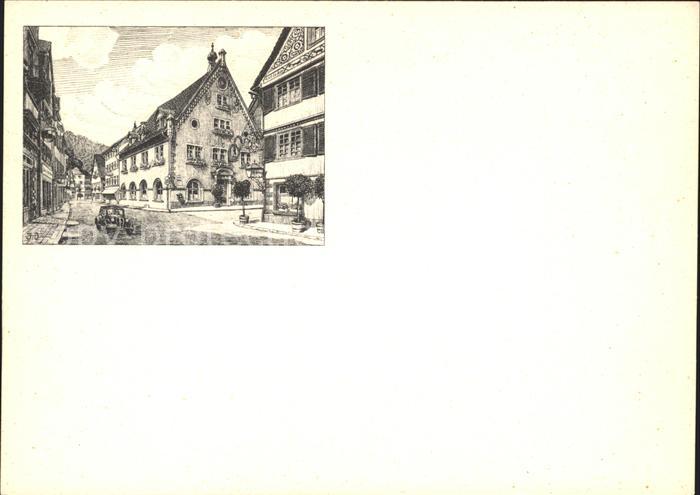 Hornberg Schwarzwald Partie beim Rathaus Kuenstlerkarte