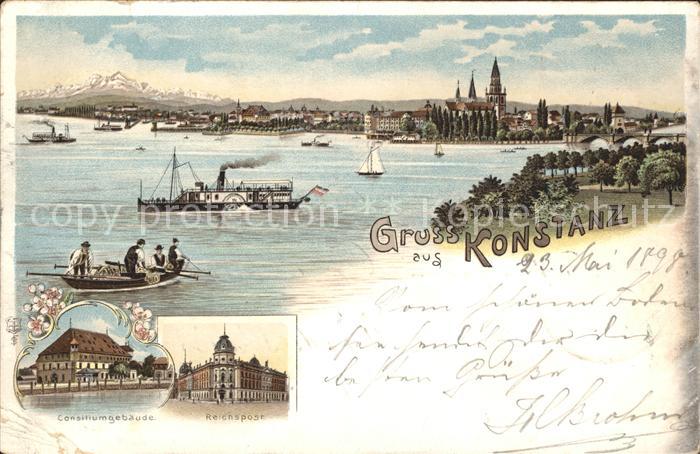 Konstanz Bodensee Panorama Dampfer Boot Reichspost Consiliumgebaeude
