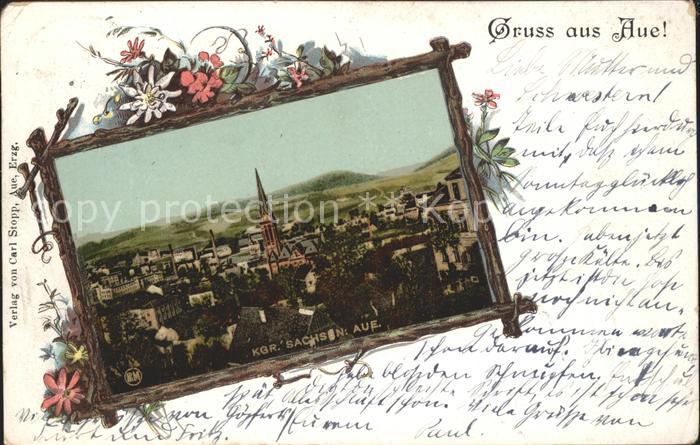 Aue Sachsen Ortsansicht mit Kirche Bilderrahmen