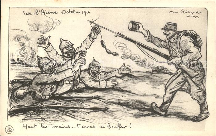 Militaria Humor Soldaten Aisne Wurst Künstlerkarte WK1