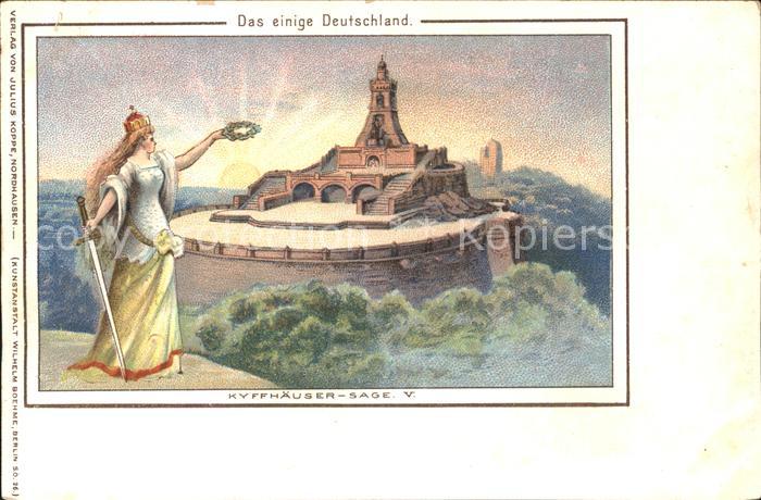 GERMANIA Politik Deutschland Kyffhaeuser-Sage Litho