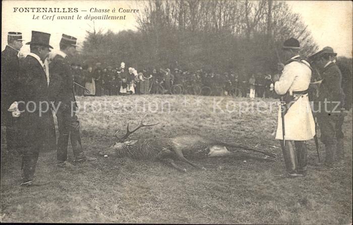 Jagd Hirsch Chasse a Courre Fontanailles Cerf