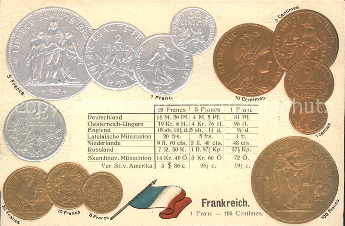 Muenze auf Ak Frankreich