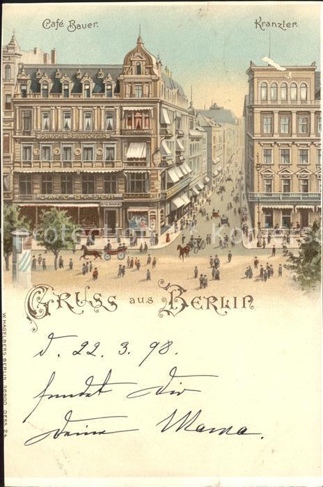 Verlag Hagelberg W. Nr. 36900 Berlin Cafe Bauer Kranzler Litho