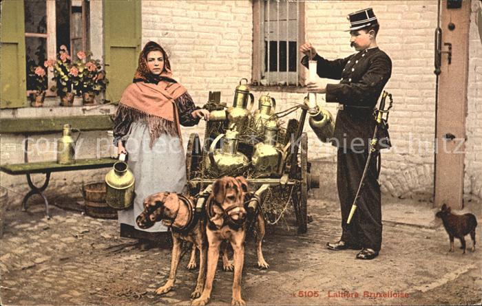 Laitiere Milchfrau Bruxelles Hundekarren Polizis