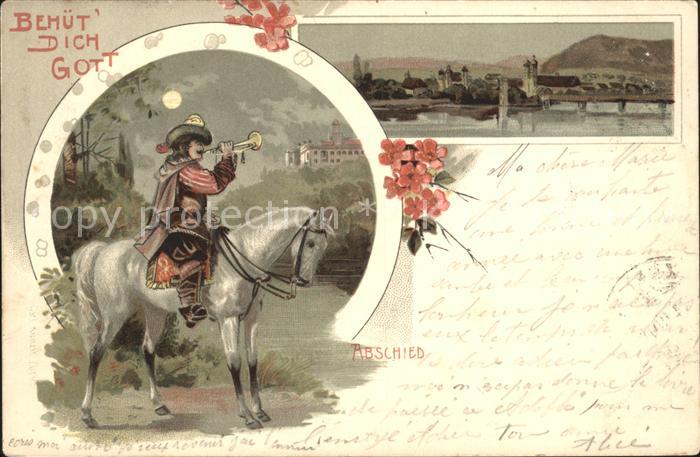 Trompeter Scheffel Abschied Litho