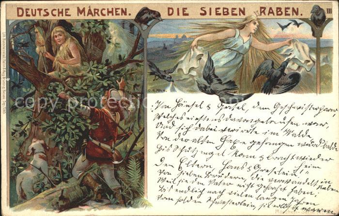 Maerchen Sagen Die sieben Raben Kuenstlerkarte O. A. Koch Litho
