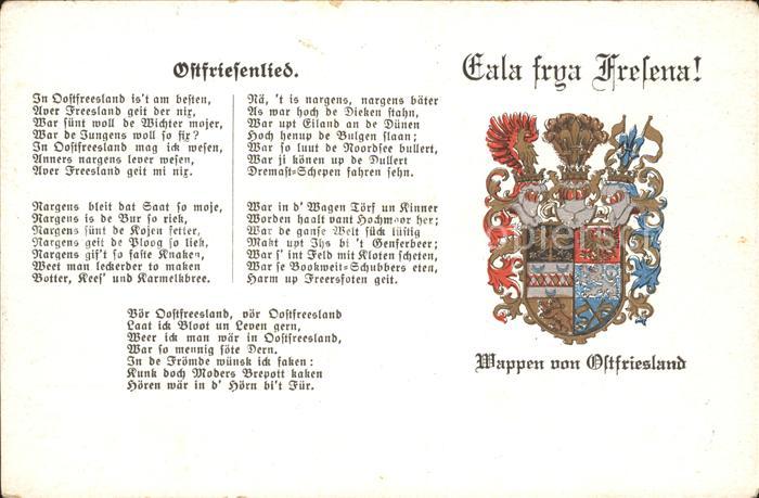 Liederkarte Ostfriesenlied Wappen Ostfriesland