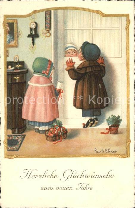 Ebner Pauli Glückwunsch Neujahr Kinder Tür