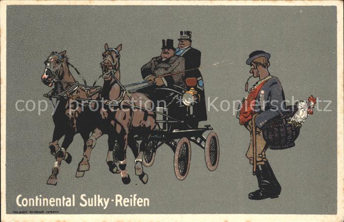 Pferdekutschen Werbung Continental Sulky-Reifen Hahn