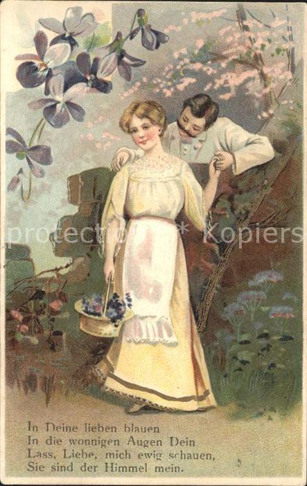 Poesie Gedicht Paar Veilchen Litho