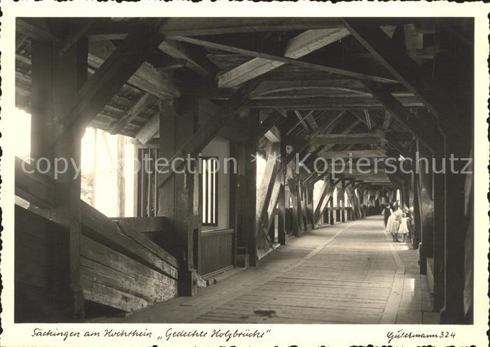 Foto Gutermann Nr. 324 Bad Saeckingen Gedeckte Holzbruecke